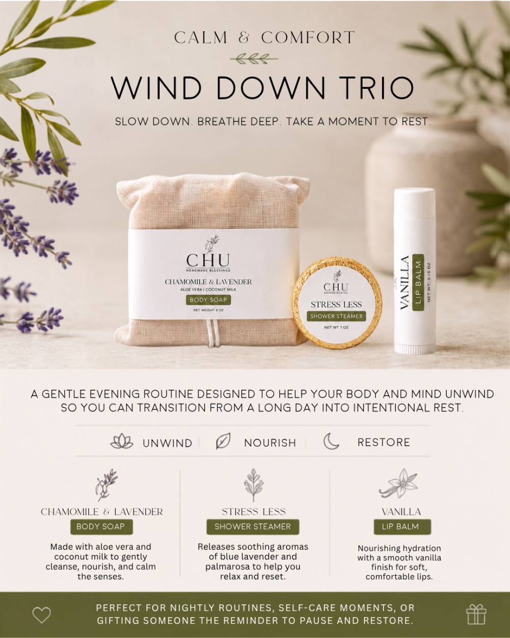 Calm and Comfort - Wind Down Trio
